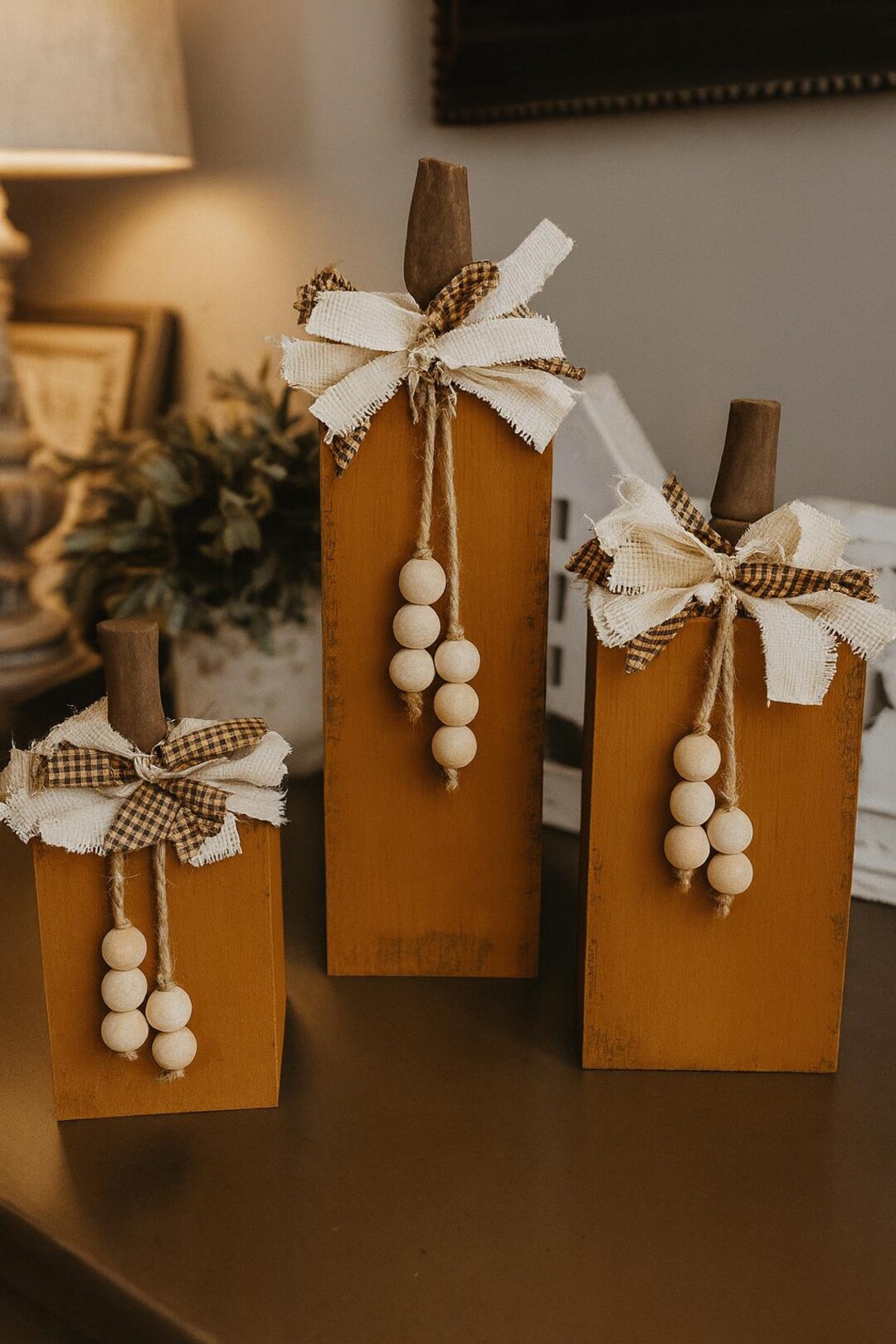 Rustic Handmade Wooden Pumpkin Set: Farmhouse Fall Decor - Etsy