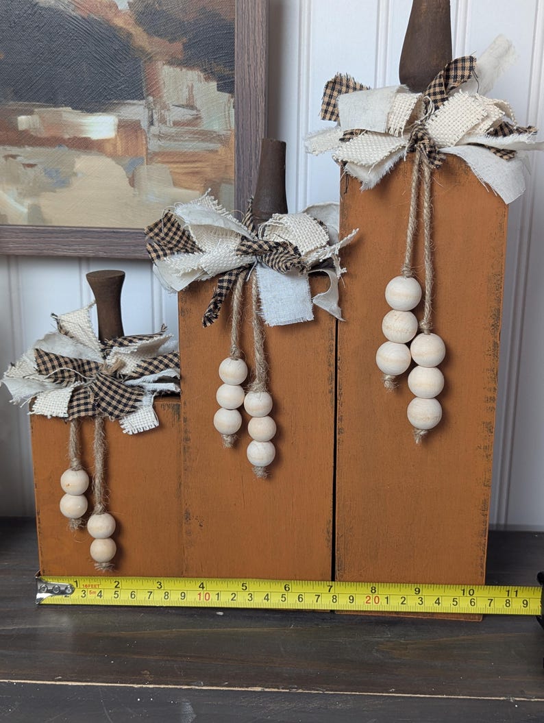 Rustic Handmade Wooden Pumpkin Set: Farmhouse Fall Decor - Etsy