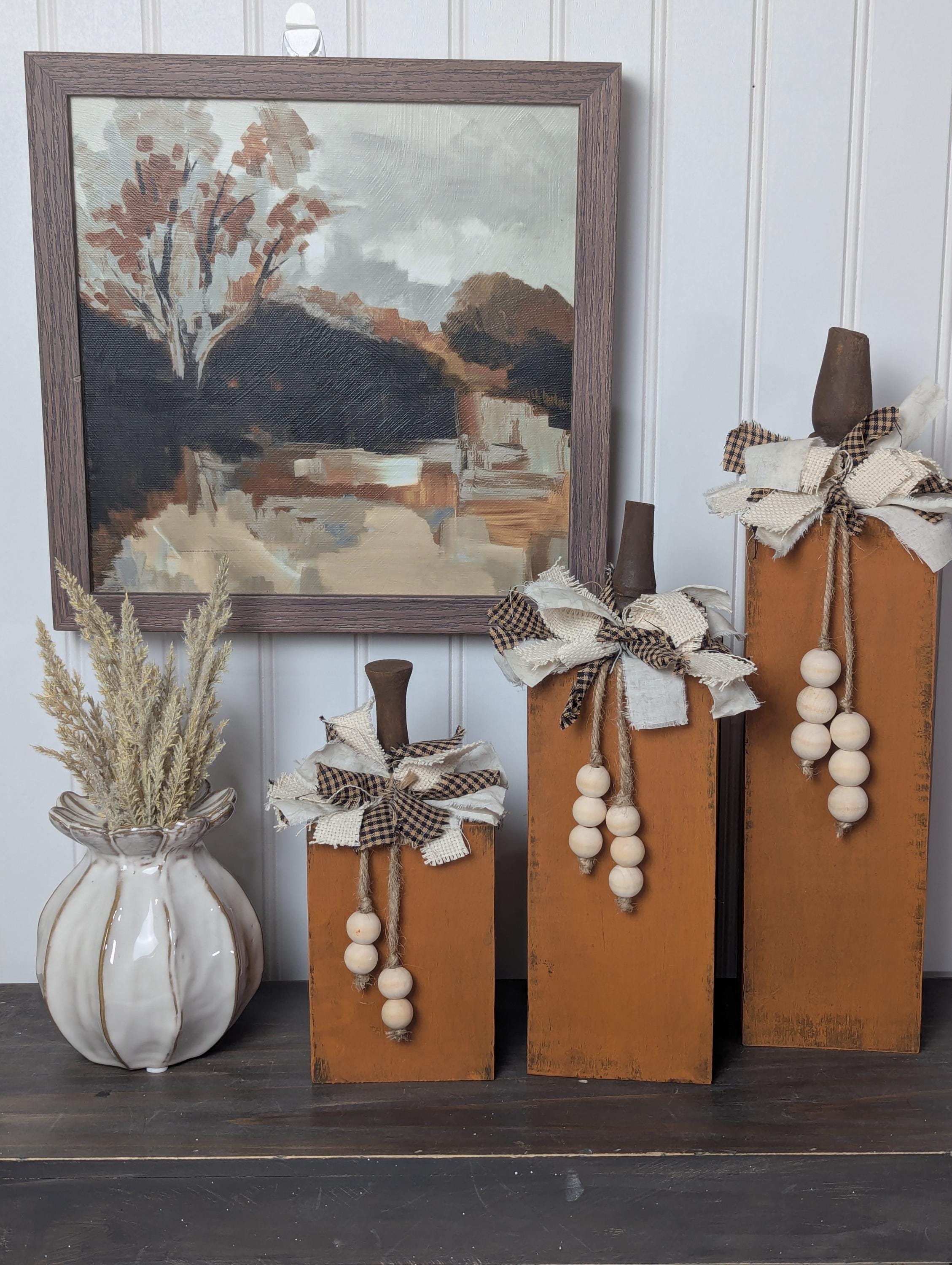 Rustic Handmade Wooden Pumpkin Set: Farmhouse Fall Decor - Etsy
