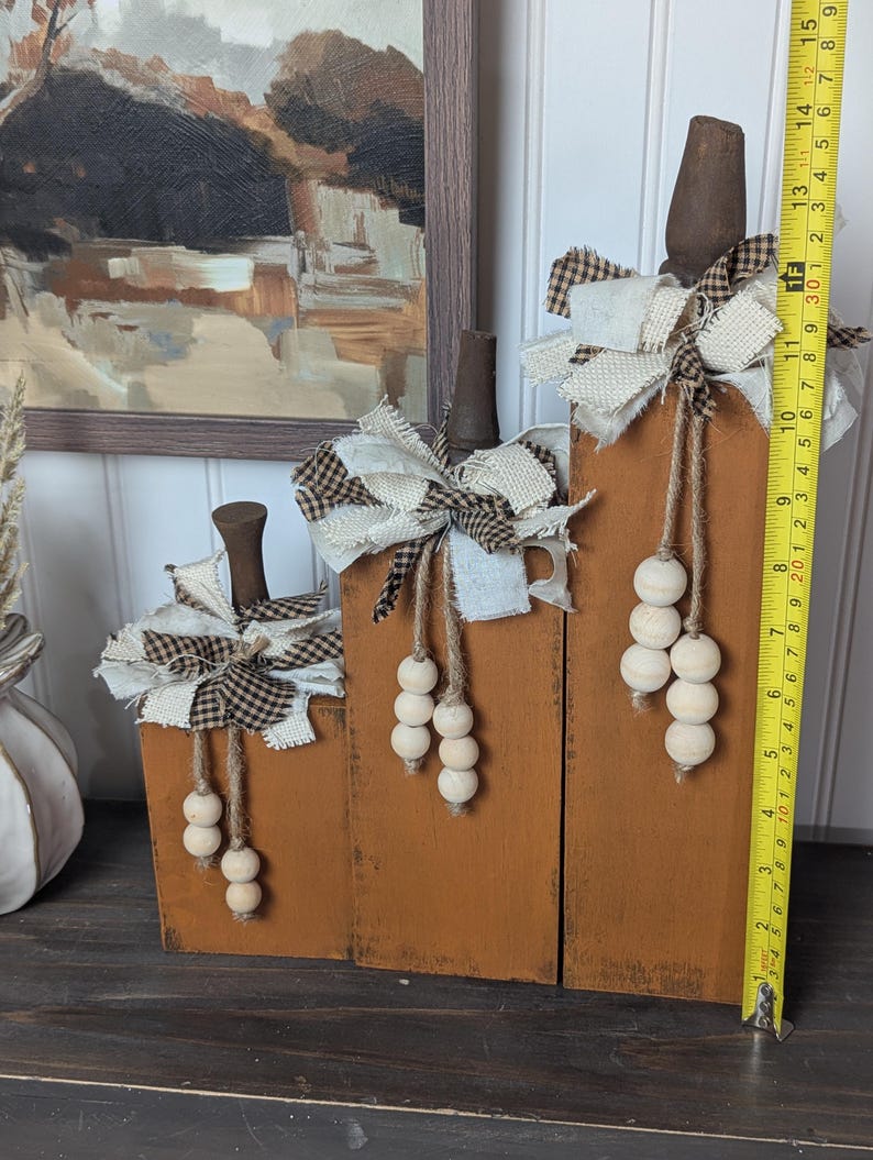 Rustic Handmade Wooden Pumpkin Set: Farmhouse Fall Decor - Etsy