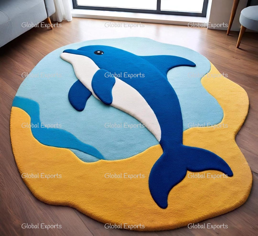 Irregular Fish Shape Wool Rug: Kids Room Decor, Oriental Style - Etsy