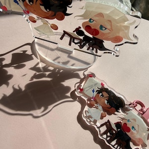 Irresistible urge to fall for your enemy, Cardan Osric and Aurienne, Dearly Beloathed, 3 inch acrylic charm, 4 in acrylic standee