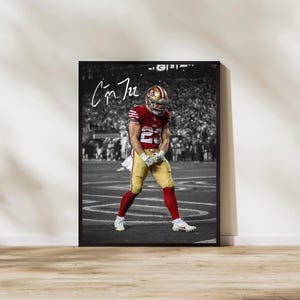 Arte de Christian McCaffrey de los 49ers: Póster de leyenda del fútbol americano (descarga digital)