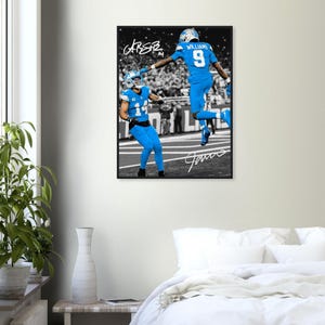 Detroit Lions Football Framed Print | Amon-Ra St. Brown & Jameson Williams Art