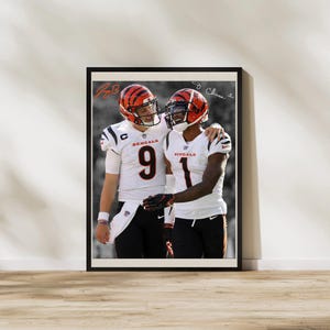 Ja&#39;Marr Chase & Joe Burrow Bengals Art: Football Man Cave Poster (Digital Download)