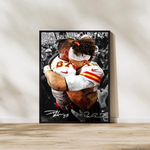 Art des Chiefs de Patrick Mahomes et Travis Kelce : affiche de football Man Cave (téléchargement numérique)