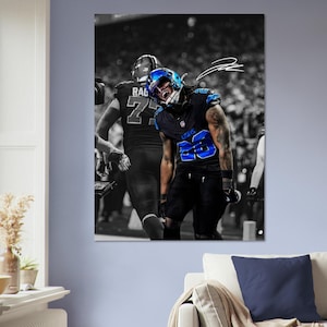 Jahmyr Gibbs Lions Poster | Detroit Football Art, NFL Print