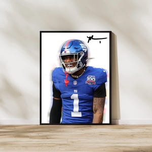 Malik Nabers Poster Print Digital Art for New York Giants Man Cave Football Wall Art Instant Download for Framed Posters and Canvas