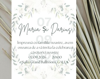 Invitatie de nunta in nuane de verde