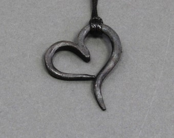 Iron heart pendant -- i12191