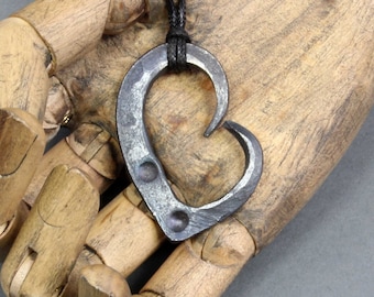 Iron heart pendant -- i12152