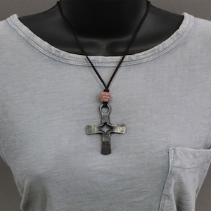 Forged cross pendant -- i12239