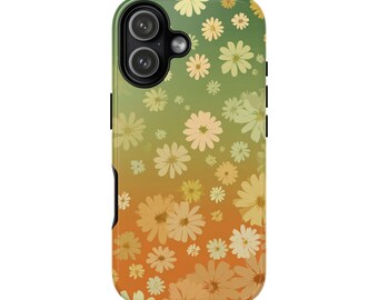 Retro blommigt iPhoneskal - Glansigt skyddande telefonskal med vintageblomdesign, estetisk färgglad present till kvinnor, flickor, mamma och henne