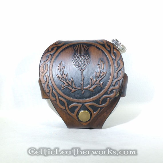 Scottish Thistle Belt Flask Holder Etsy