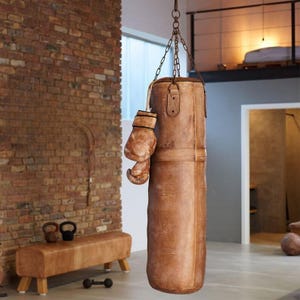 Handmade Leather Punching Bag: Vintage Style Heavy Training Bag