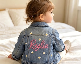 Custom Embroidered Toddler Denim Jacket | Personalized Name Jean Jacket, Back To School Gift