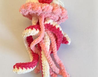 Peluche de medusa de ganchillo / Regalo de San Valentín rosa hecho a mano