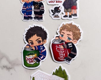 Heated Rivalry Chibi Vinyl Sticker | Shane & Ilya Hockey Romance Fan Art | Hollanov Merch | Bookish Gift | Rivals to Lovers Sticker
