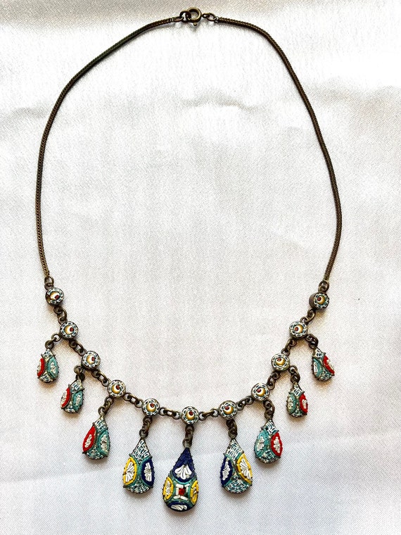 Italian Mosaic Drop Bib Necklace - image 3