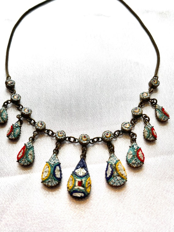 Italian Mosaic Drop Bib Necklace - image 2