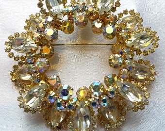 Delizza and Elster/ Juliana Stacked Clear Rhinestone Circular Brooch