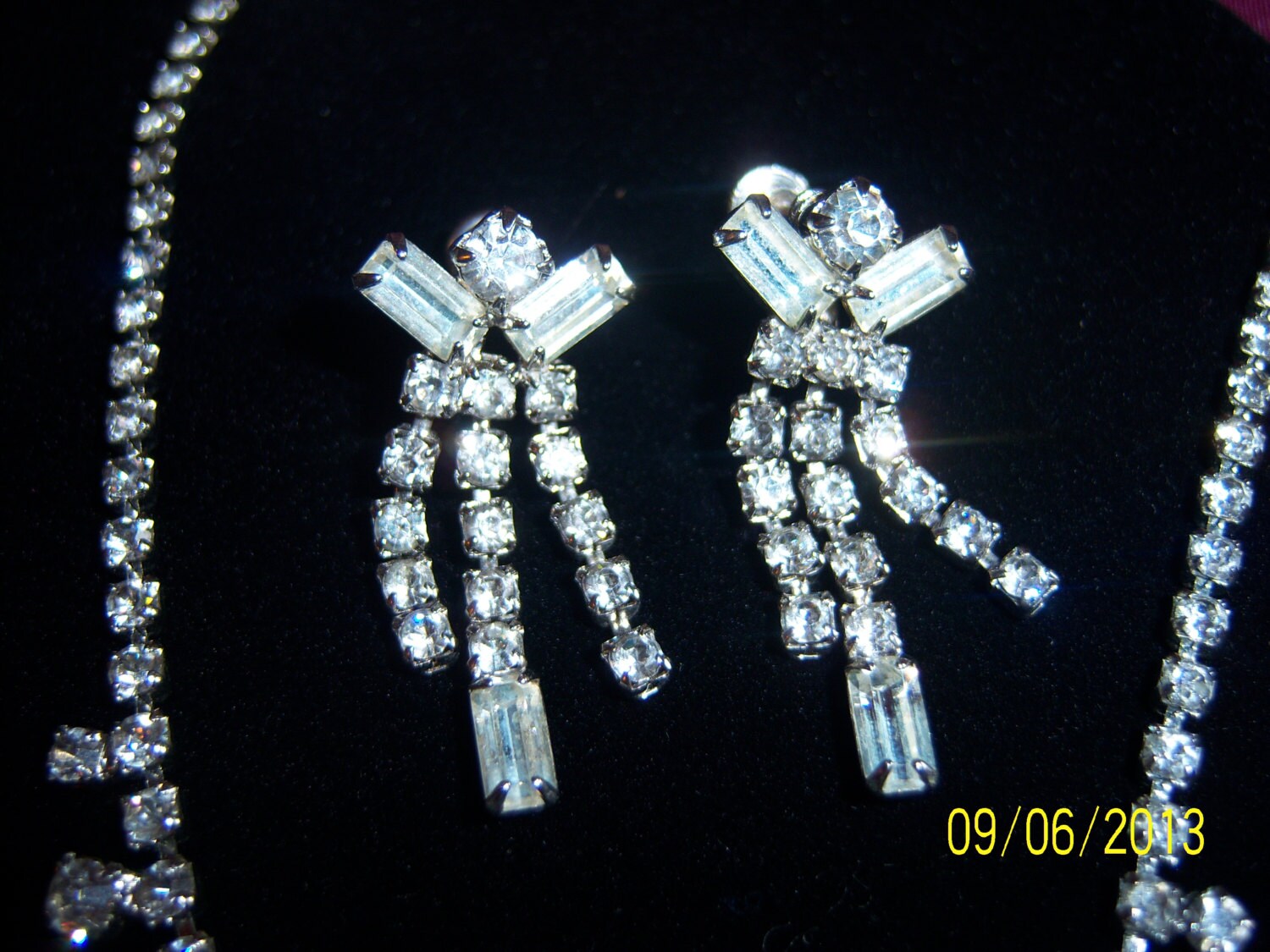 Vintage Crystal Necklace and Earrings Set Etsy