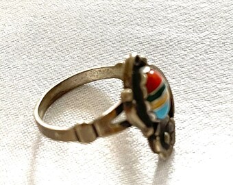 SALE!!! Vintage Native American Navaho Sterling Inlaid Ring