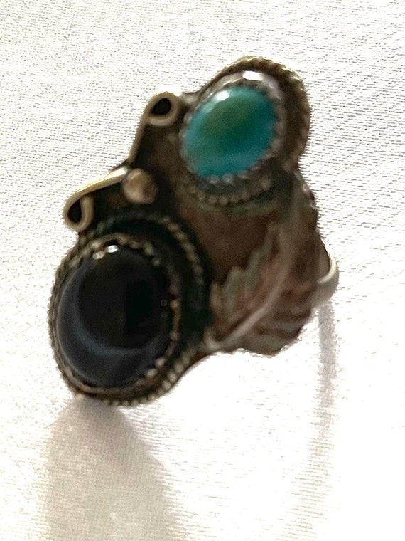 Antique Native American Sterling Turquoise and On… - image 2