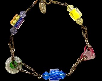 Fiddlesticks sterling and Art Glass Beads Bracelet