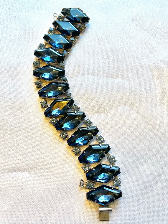 Vintage Blue Crystal Statement Bracelet