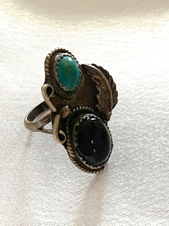 Antique Native American Sterling Turquoise and On… - image 1