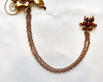 1940s Floral Chatelaine Double Brooch