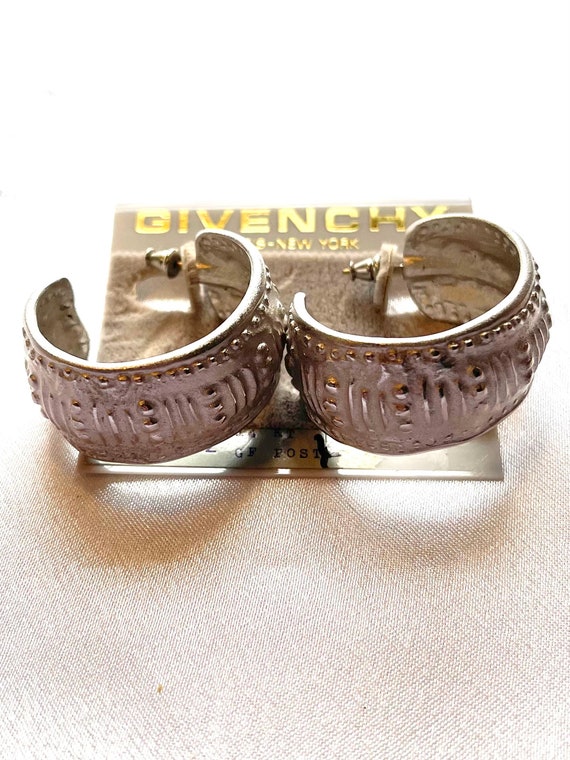 Vintage Givenchy Matte Silver Hoop Type Earrings