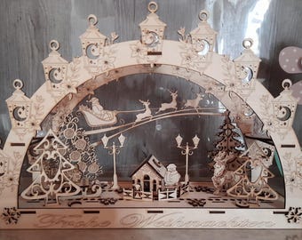 シュヴィッボーゲンの降誕祭、ドイツのキャンドルアーチ。点灯された