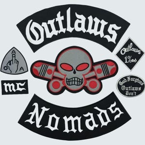 Embroidered Nomads MC Patch Set: Chicago, Alabama, Custom Biker Vest Patches