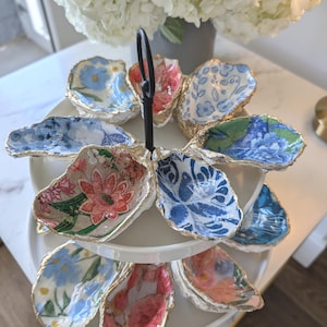 Colorful Oyster Shell Trinket Dish | Ring/Jewelry/Coin Dish | Various patterns | 2 sizes | Hostess/bachelorette/shower gift