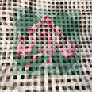 Handpainted Needlepoint Canvas Ballet Slippers