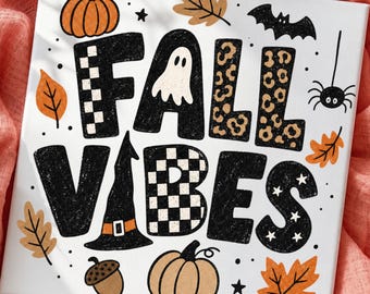 Design per sublimazione a tema Halloween con atmosfera autunnale retrò, clipart di ghepardo, zucca e fantasma (download digitale)