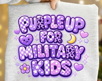Purple Up Military Kids PNG, Month of Military Child Glitter Design (Digital Download)