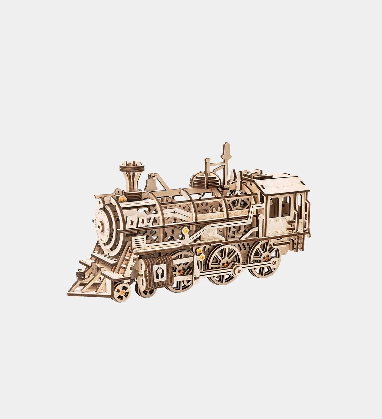 機関車3D木製パズルキット：機械ギアモデル、STEAM玩具 - Etsy 日本