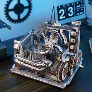ROKR Raumhafen 3D-Holzpuzzle - 472-teiliger STEM-Modellbausatz mit elektrischer Automatik