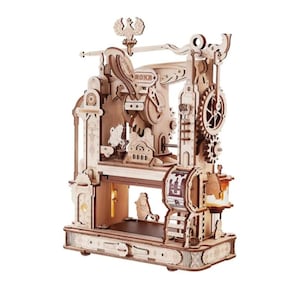 ROKR Classic 3D Wooden Printing Press Puzzle Kit – DIY STEM Model, Laser-Cut Birch Plywood, Educational Gear Toy, Unique Desktop Gift