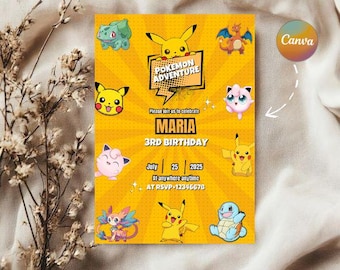 Pikachu Birthday Invitation, Printable Photo Template (Digital Download)