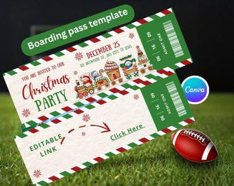 Christmas Party Ticket: Editable DIY Event Canva Template (Printable)