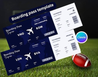 Editable Boarding Pass Template, Surprise Trip Ticket (Canva Editable)