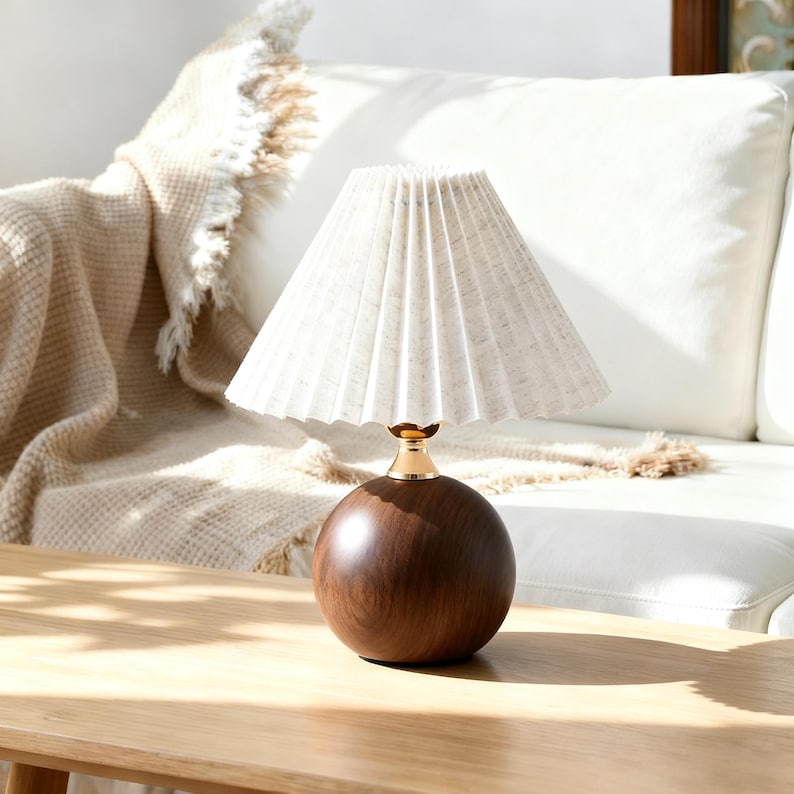 Vintage Floral Pleated Fabric Table Lamp, French Country Bedside Night Light, Romantic Lamp for Bedroom Living Room Decor Gift housewarming