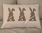 Personalized Bunny pillow cover cottontail rabbit Easter decor nursery decoration baby shower gift name pillow kids