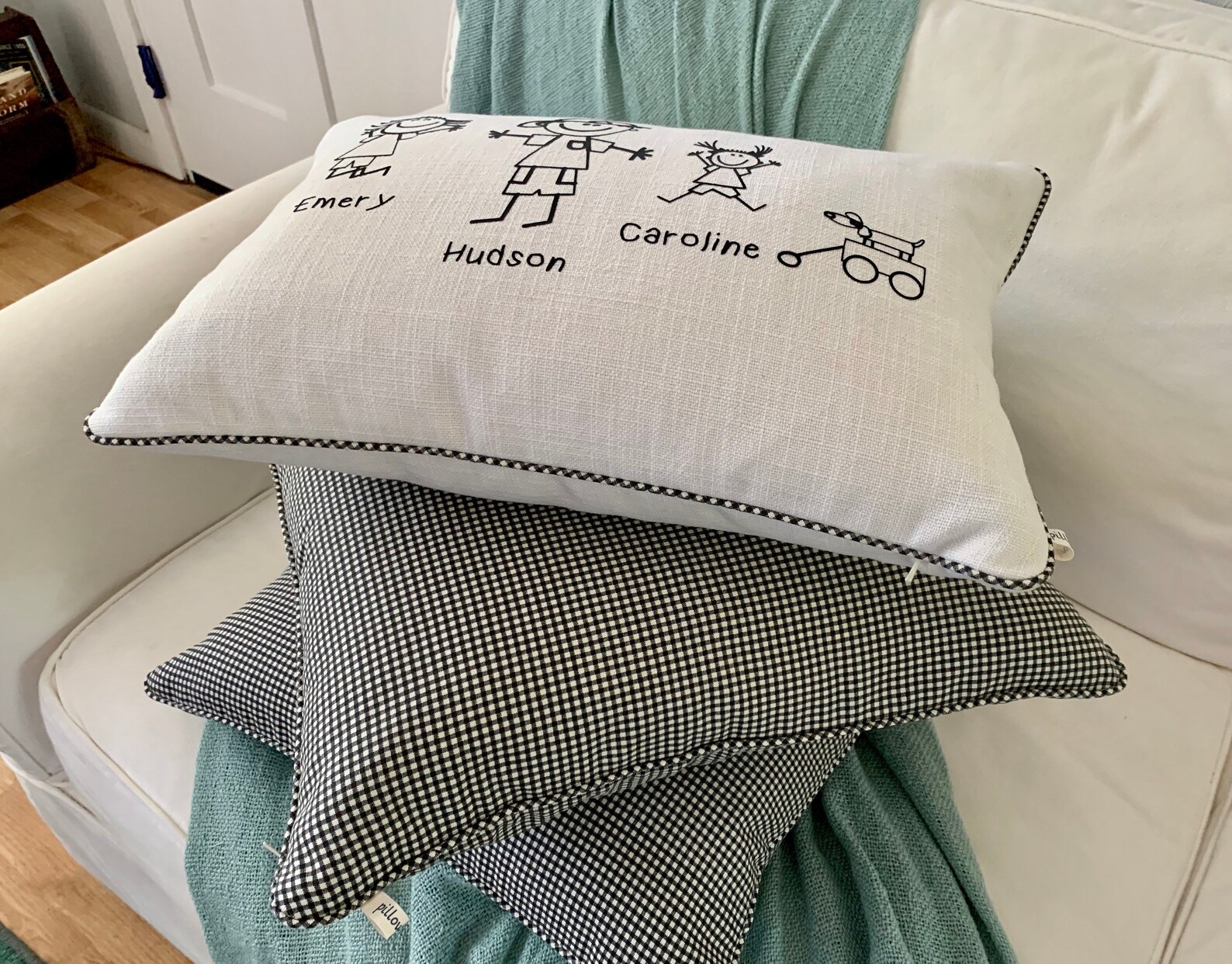 Black and ivory check pillow with checks 20x20 inch pillow Etsy