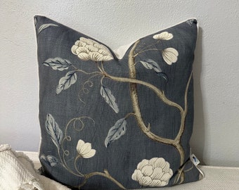 Luxury Colefax & Fowler Snow Tree Pillow Cover Blue Colorway, 20x20 Designer Cushion, Home Accessory, Perfect Wedding Gift