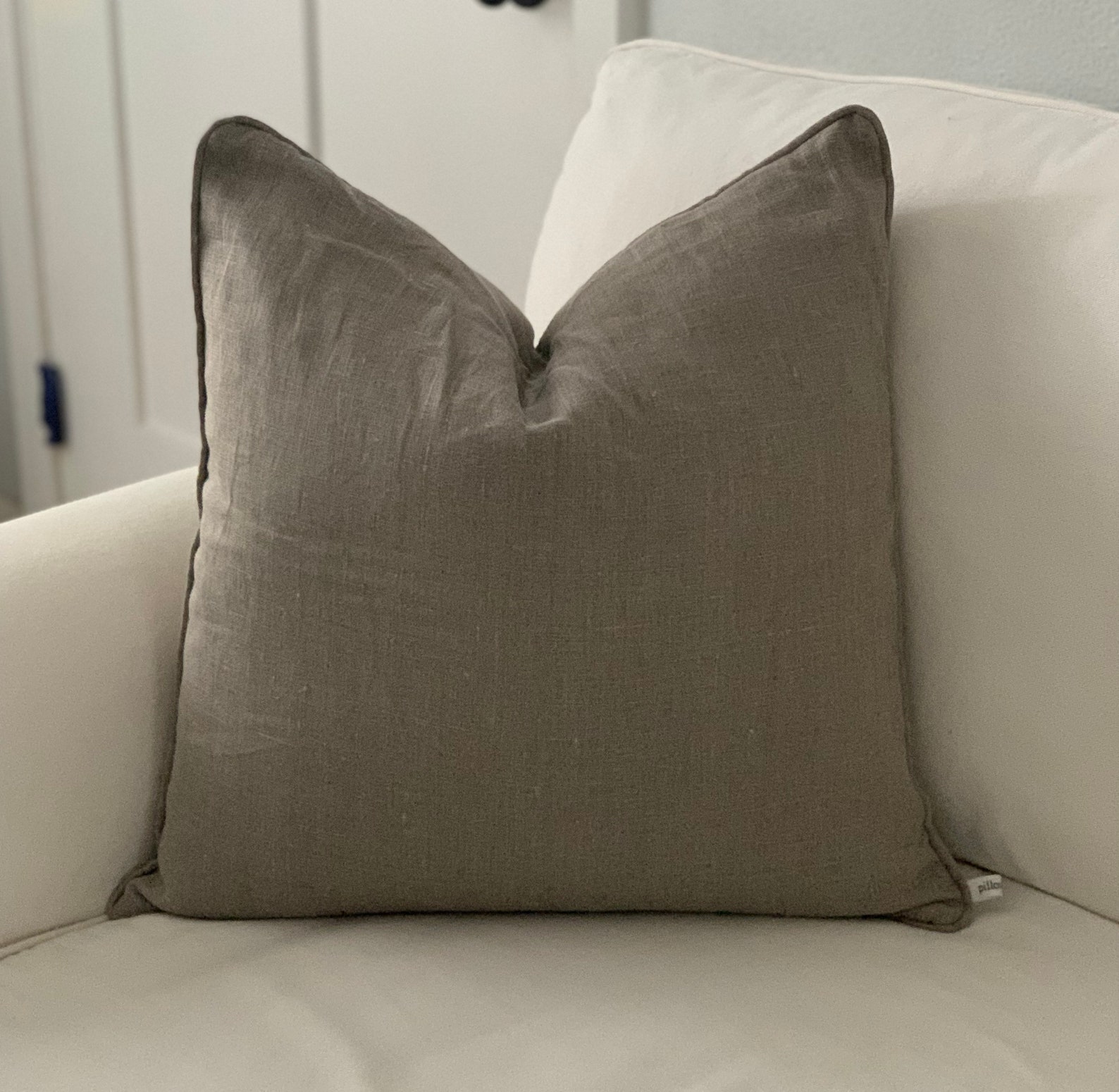 Taupe Pillow Cover Gray Pillow Brown Linen Pillows 20x20 Etsy